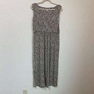 J. Jill Womens Green V-neck Floral Midi Dress Sleeveless Stretch Jersey …